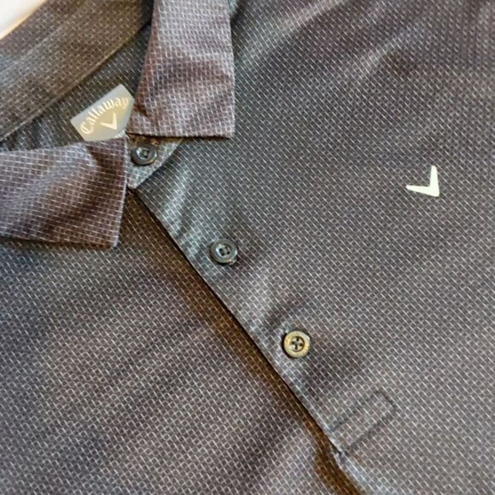 Callaway Opti-Dri Polo Shirt Men's‎ Large Black Blended Geometric Print Shirt